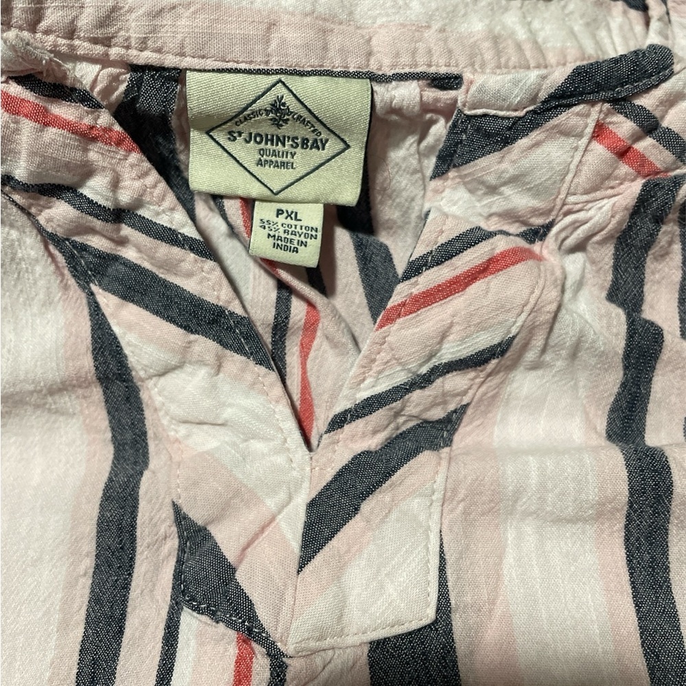 St. John's Bay Pink and Black Striped Top